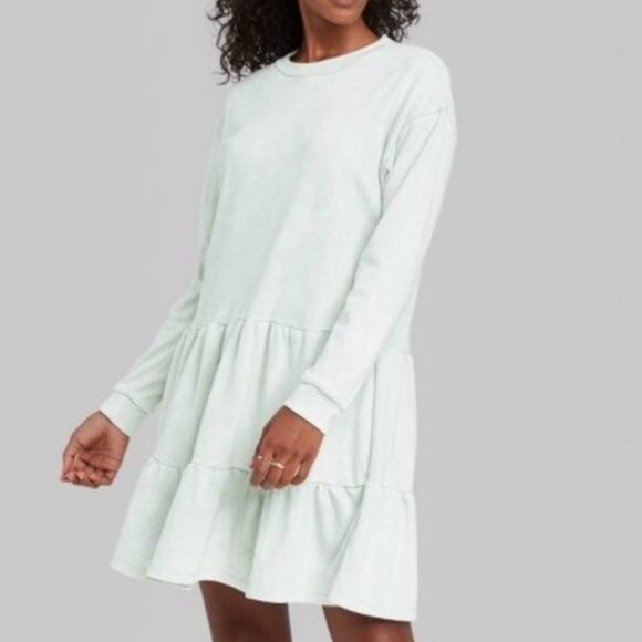 Wild Fable Mineral Wash Long Sleeve Sweatshirt Dress New - Picture 1 of 2